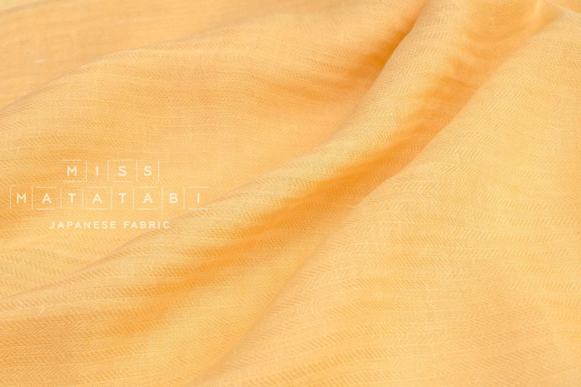 DEADSTOCK Washed Herringbone Linen Voile - buttercup