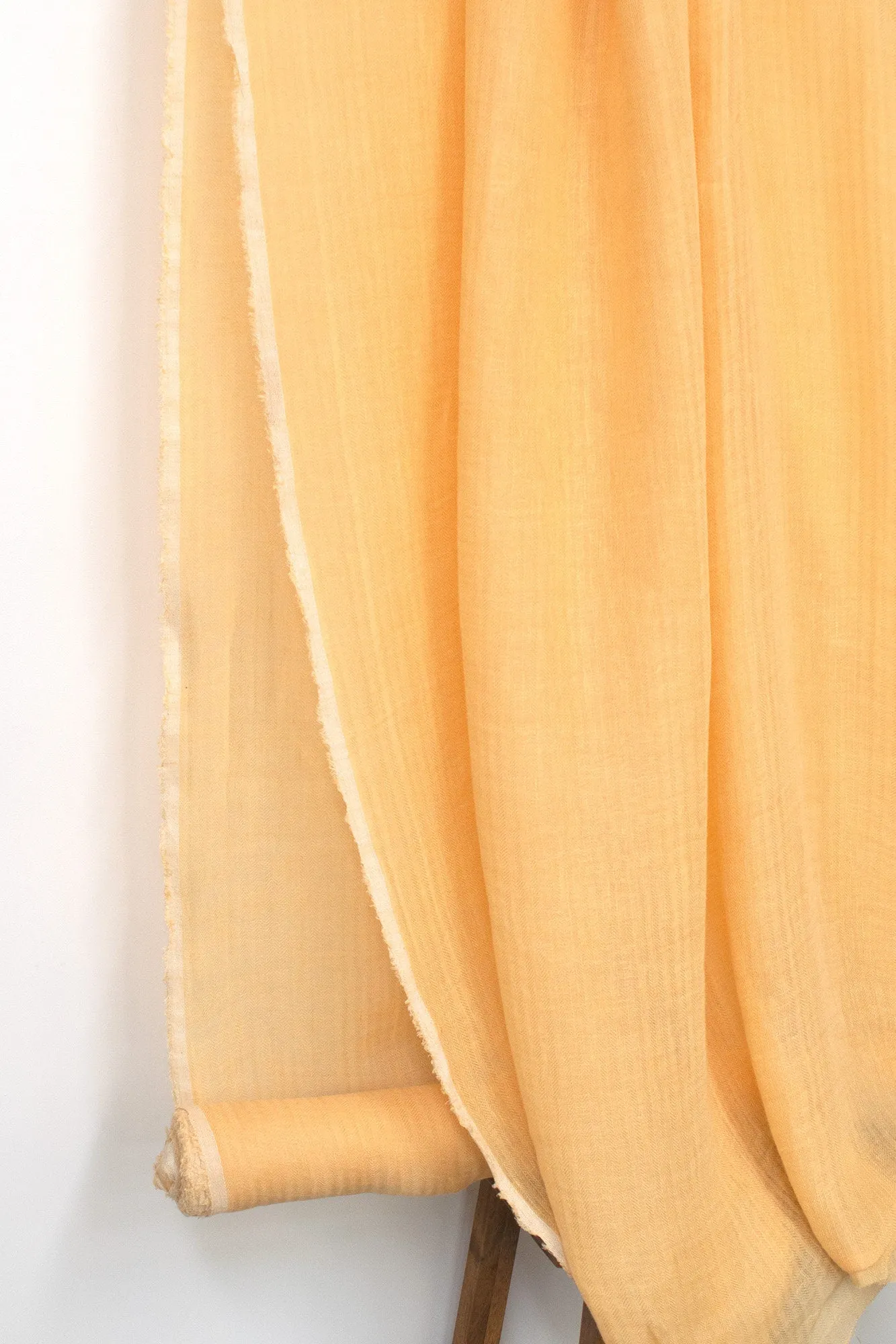 DEADSTOCK Washed Herringbone Linen Voile - buttercup