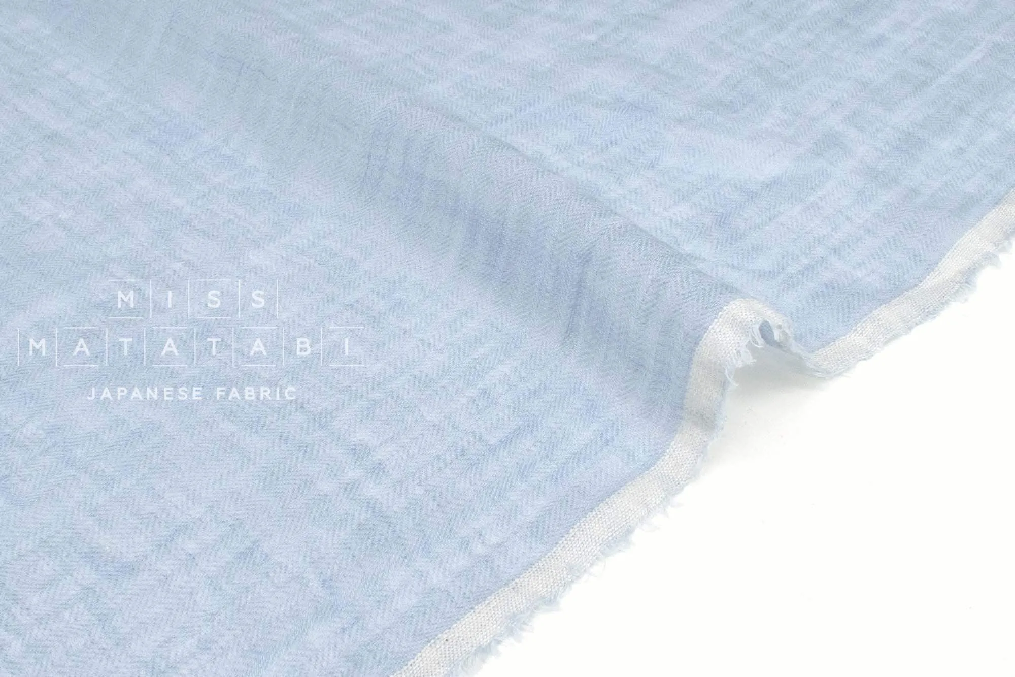 DEADSTOCK Washed Herringbone Linen Voile - cornflower blue