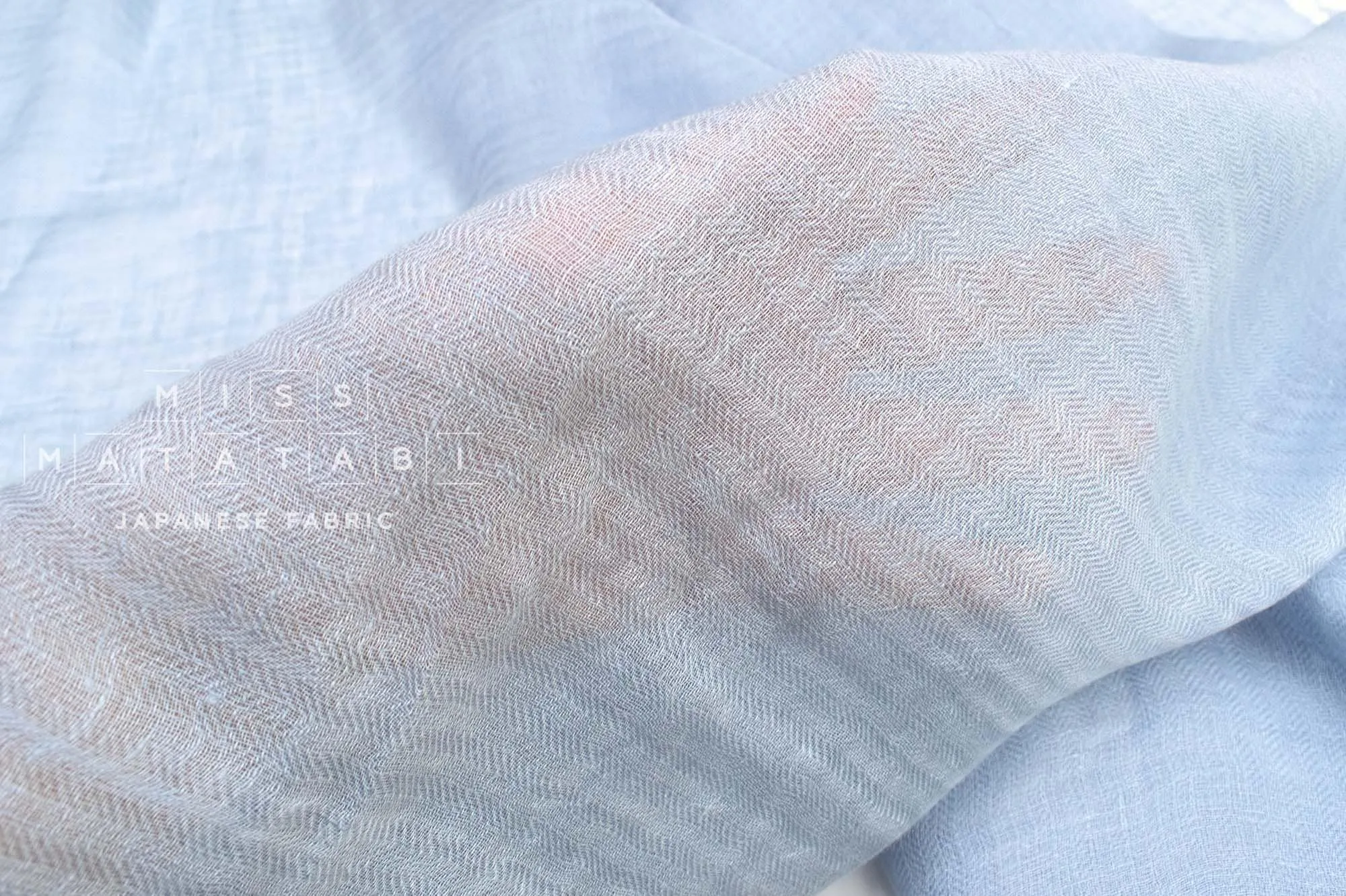 DEADSTOCK Washed Herringbone Linen Voile - cornflower blue