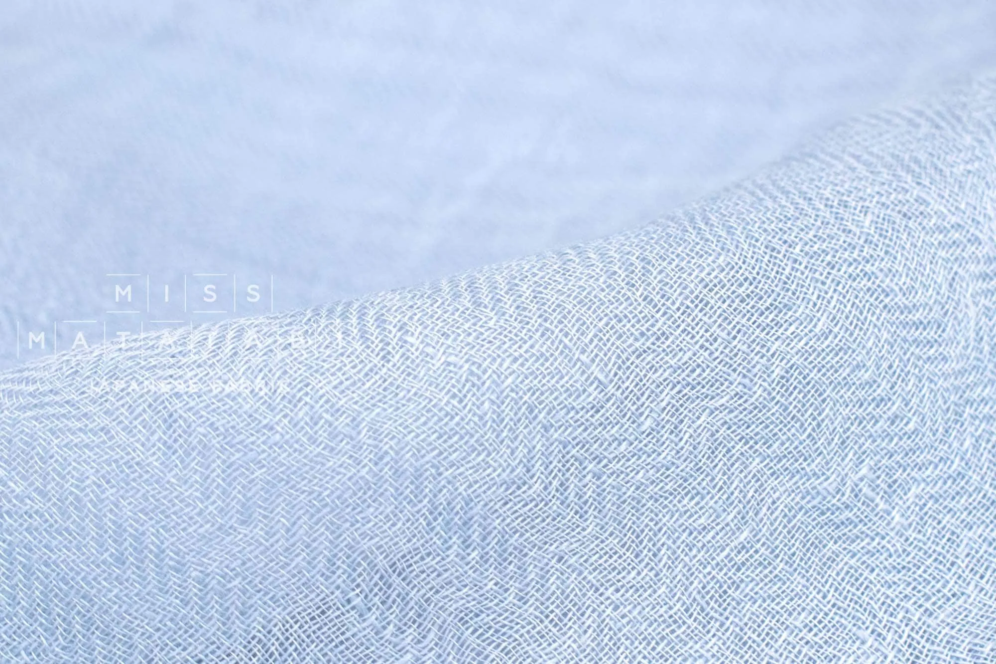 DEADSTOCK Washed Herringbone Linen Voile - cornflower blue