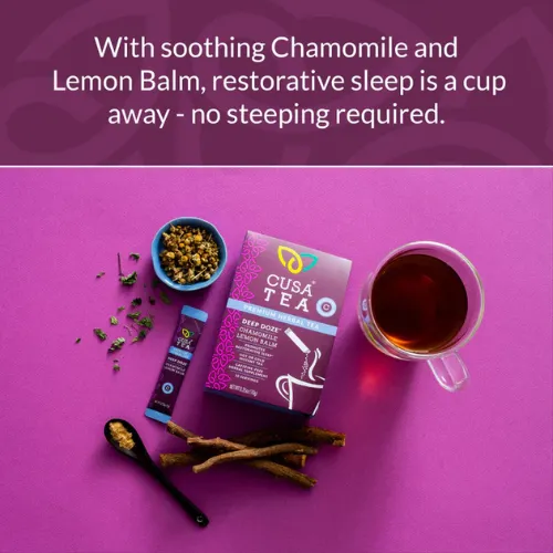 Deep Doze: Chamomile Lemon Balm Instant Herbal Tea by Cusa Tea & Coffee