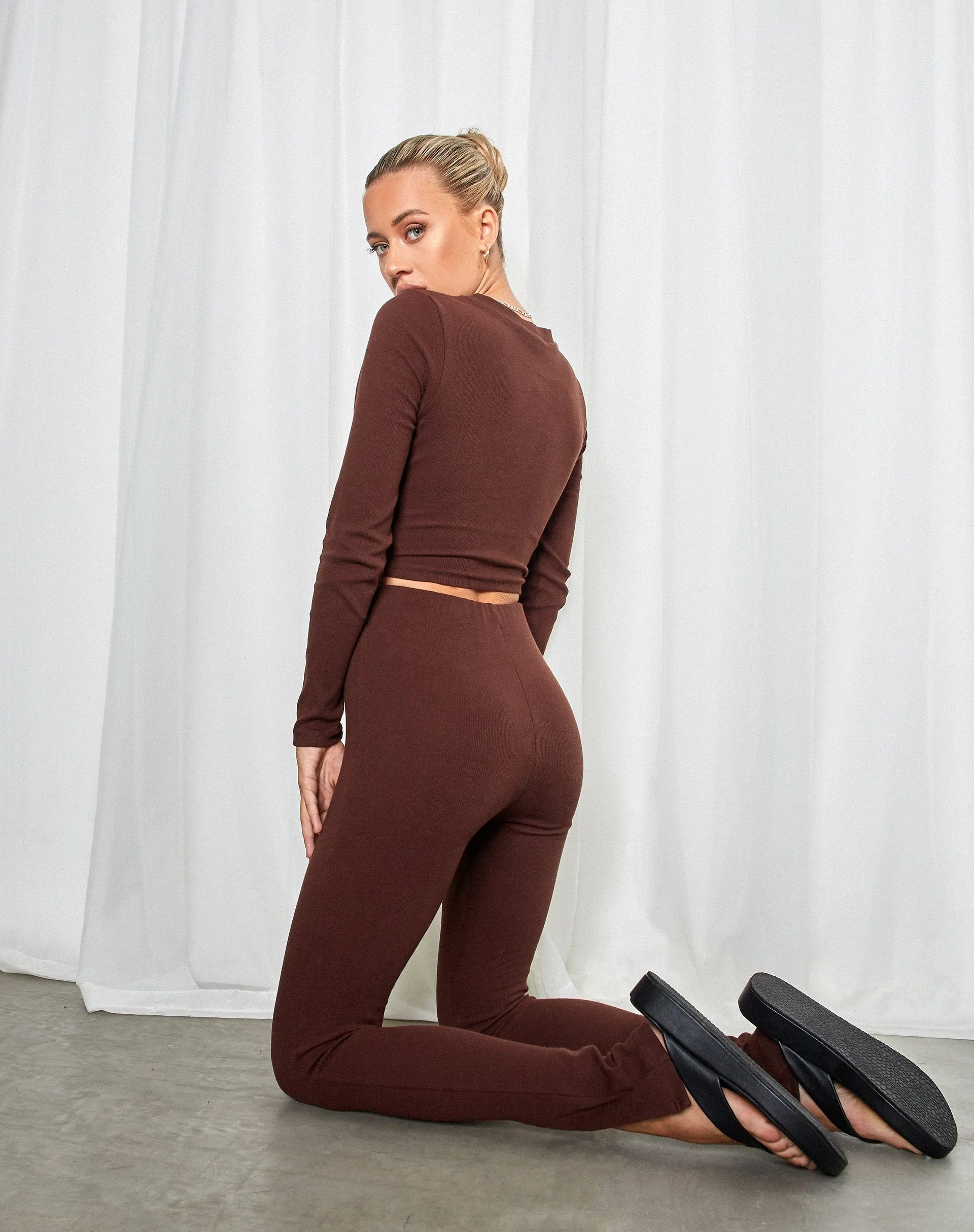 Delona Long Sleeve Top in Brown