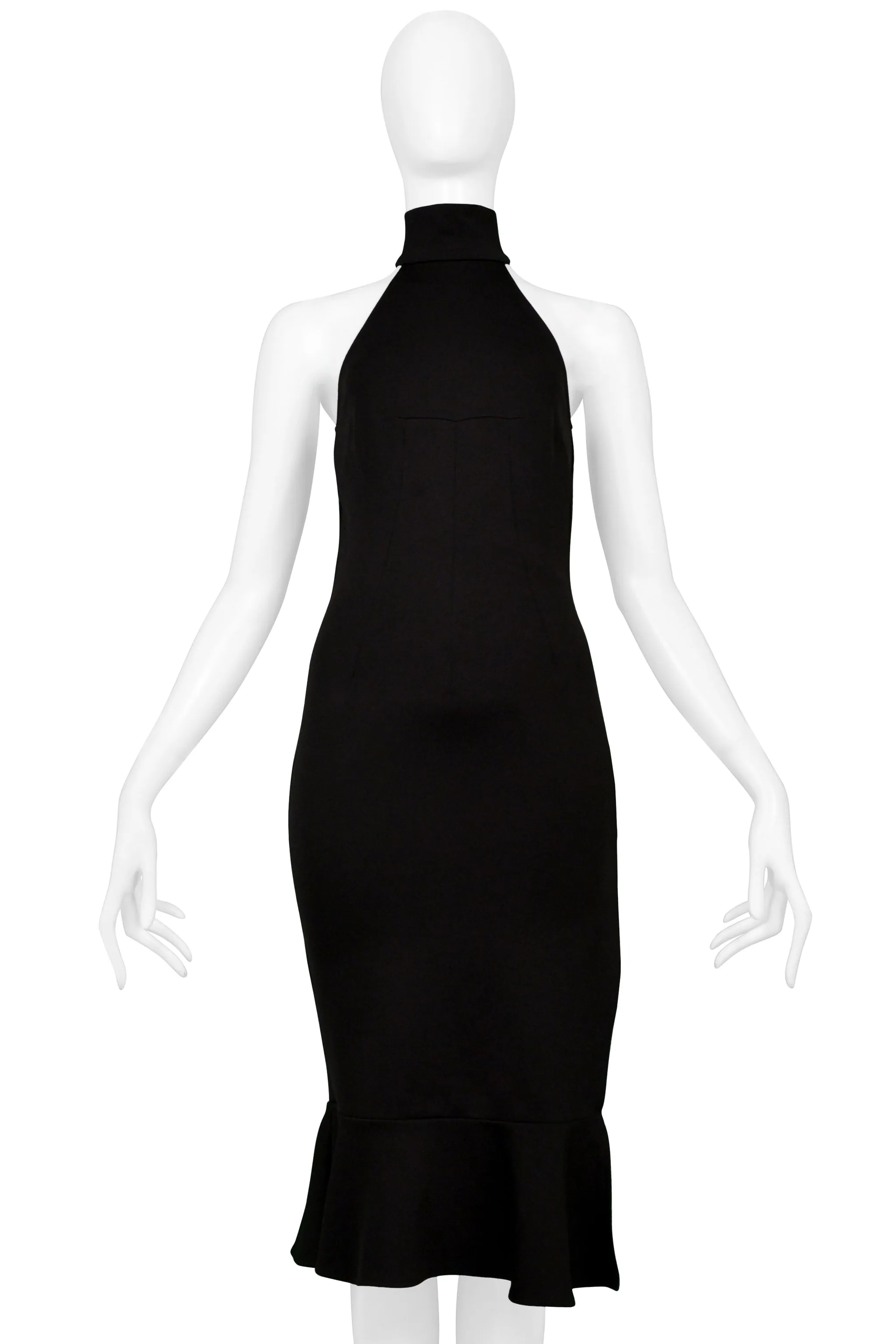 DOLCE & GABBANA BLACK HIGH NECK HALTER DRESS