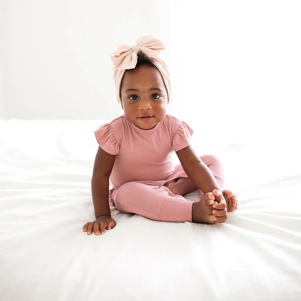 Dusty Rose Ruffled Cap Sleeve Romper