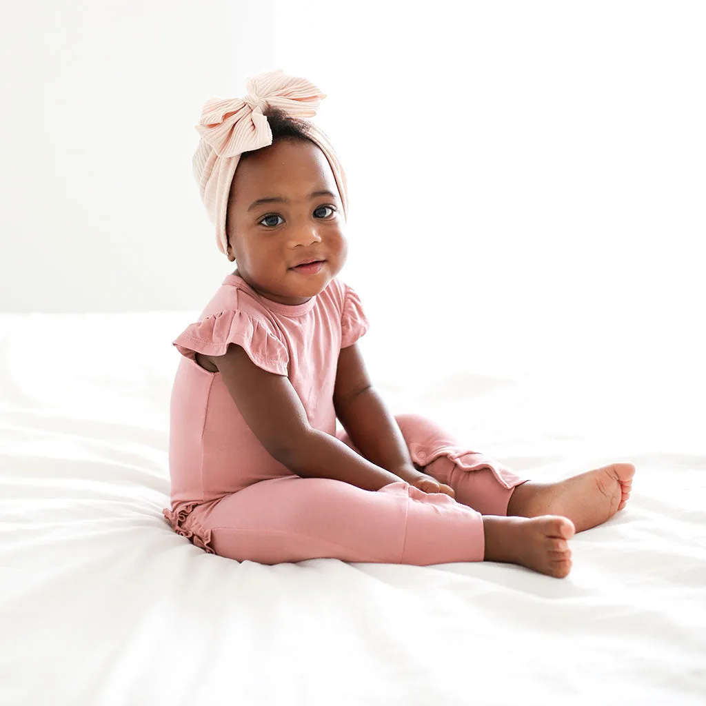 Dusty Rose Ruffled Cap Sleeve Romper