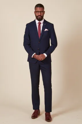 EDINSON - Navy Wine Check Two Piece Suit