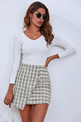 elveswallet Plaid A-Line Irregular Skirt