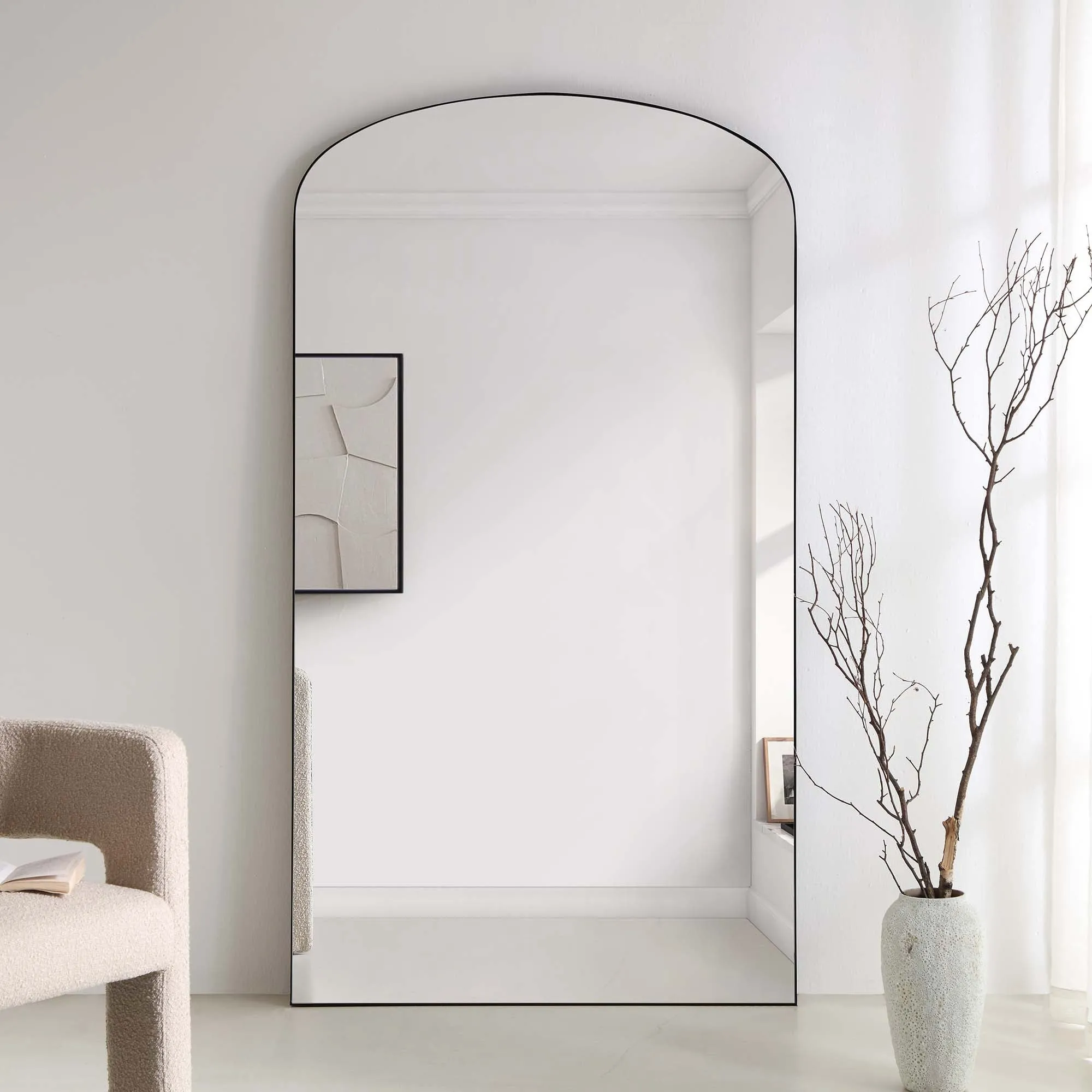 Emmy Extra-Large Black Arch Floor Mirror 180 x 100 cm