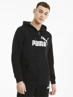 Felpa Puma nera Essential full zip con cappuccio 586698-01