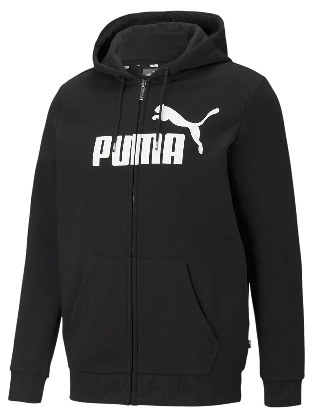 Felpa Puma nera Essential full zip con cappuccio 586698-01