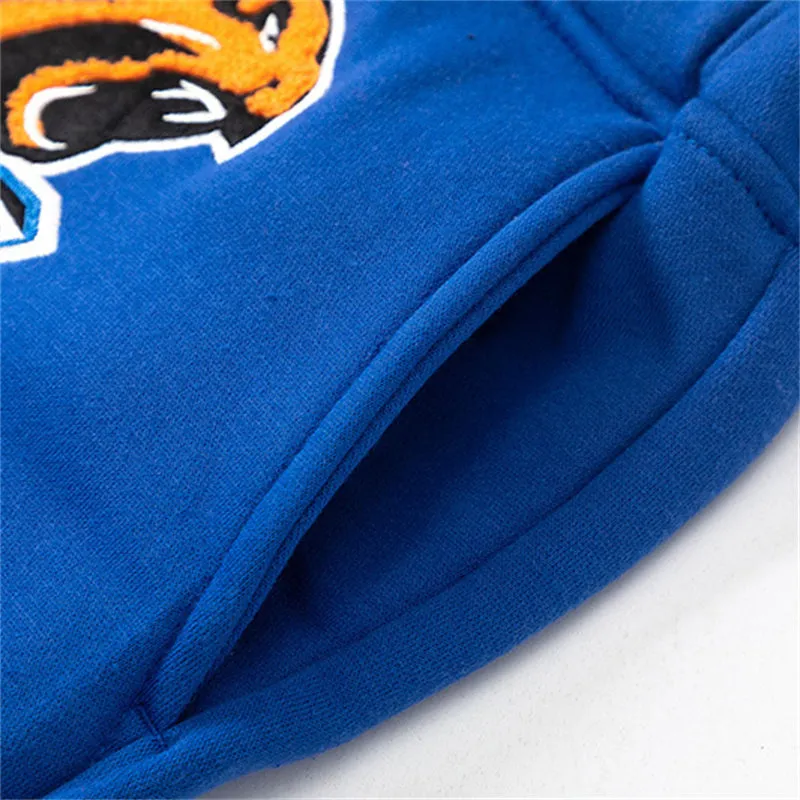 Fleece Roaring Tiger Embroidered Hoodies