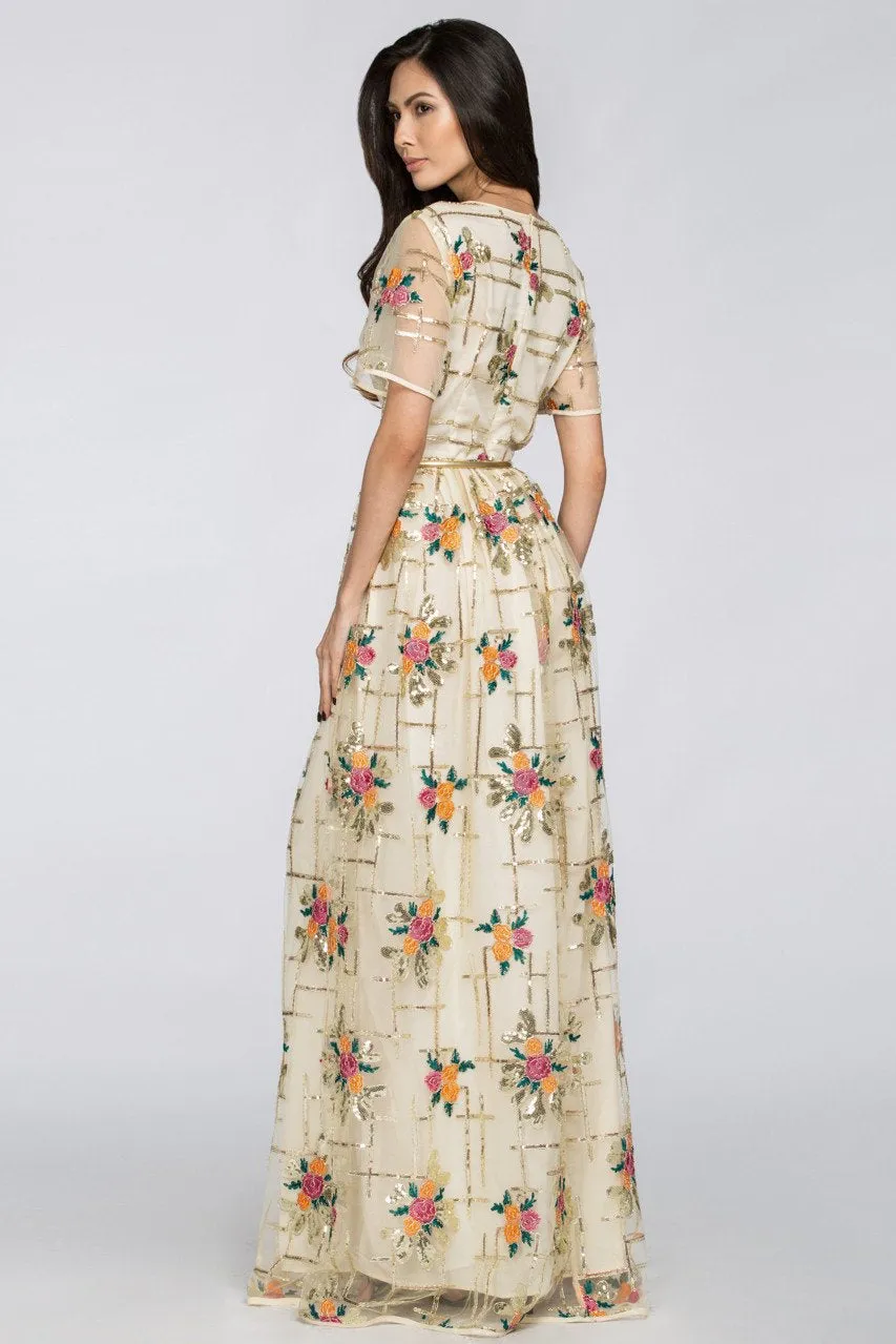 Floral Shine Layered Maxi Dress