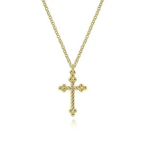 Gabriel & Co. 17 Twisted Rope Cross Pendant Necklace in 14K Yellow Gold