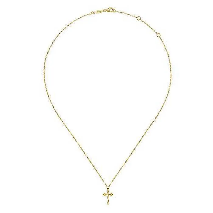 Gabriel & Co. 17 Twisted Rope Cross Pendant Necklace in 14K Yellow Gold