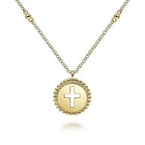 Gabriel & Co. Bujukan Cross Pendant in 14K Yellow Gold