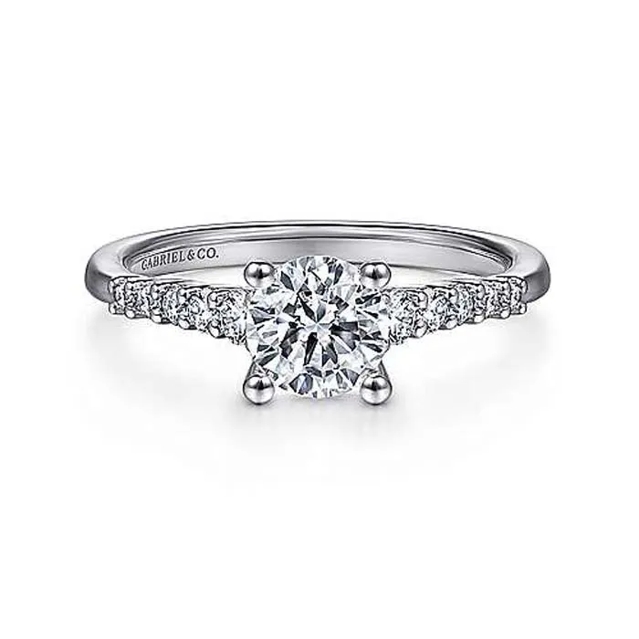 Gabriel & Co. Reed Round Diamond Engagement Ring Semi-Mounting in 14K White Gold