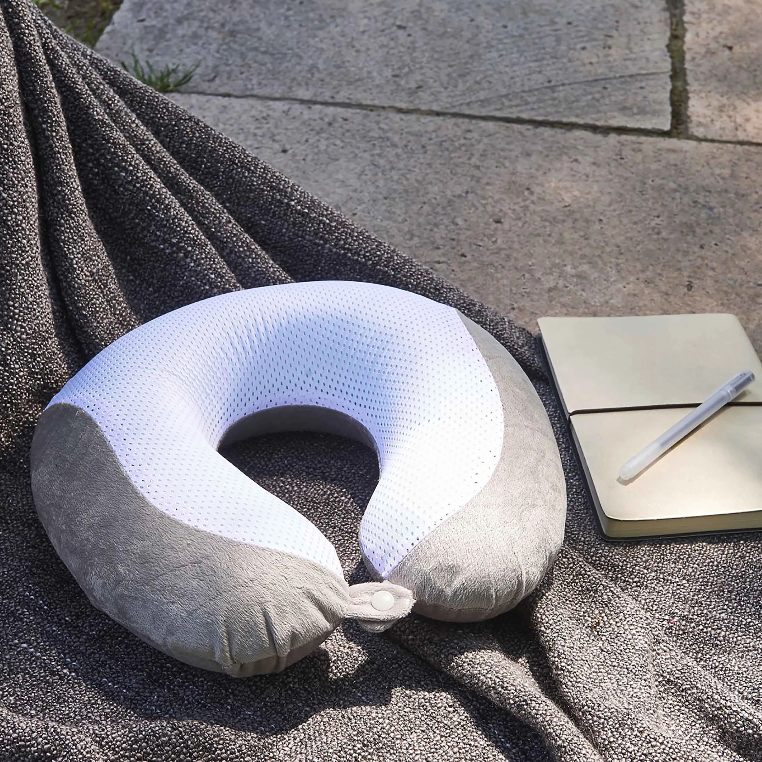 Gel Infused Memory Foam Travel Neck Pillow - Grey