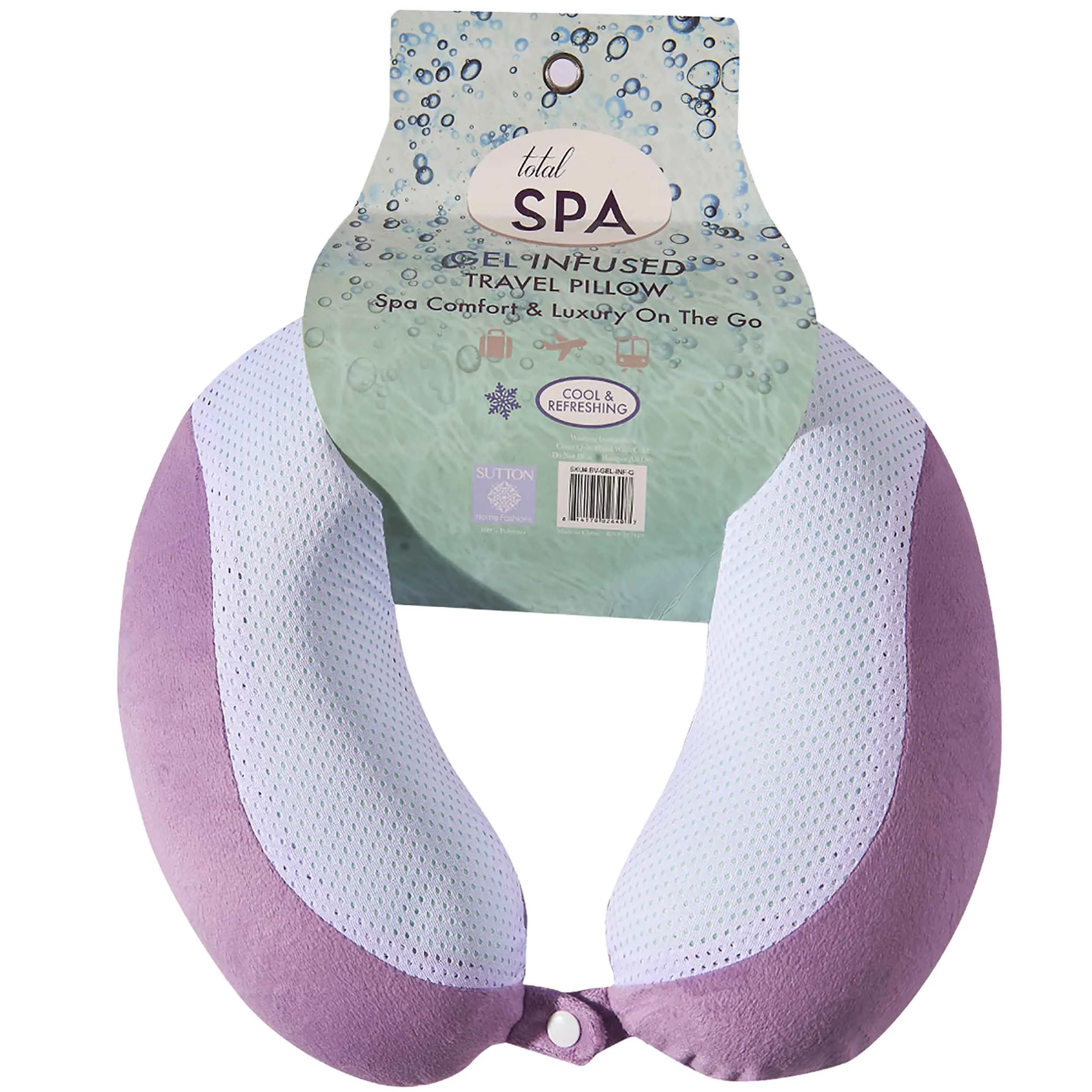 Gel Infused Memory Foam Travel Neck Pillow - Purple