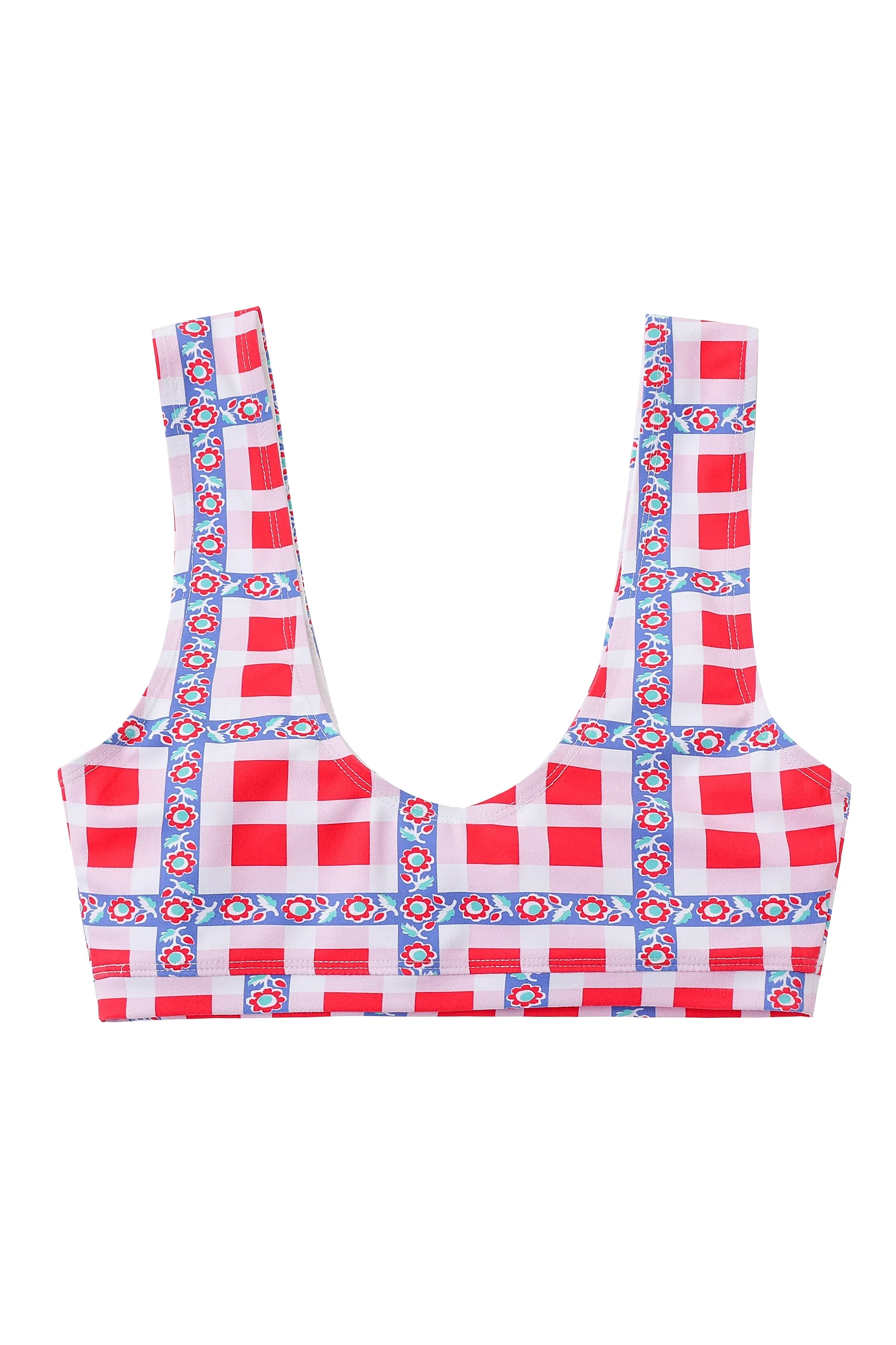 Gingham Ribbon Plaid Yoga/Swim Scrunch Bra