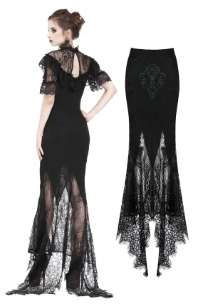 Gothic lace patterned swallow tail skirt with wrap up buttocks designs KW127