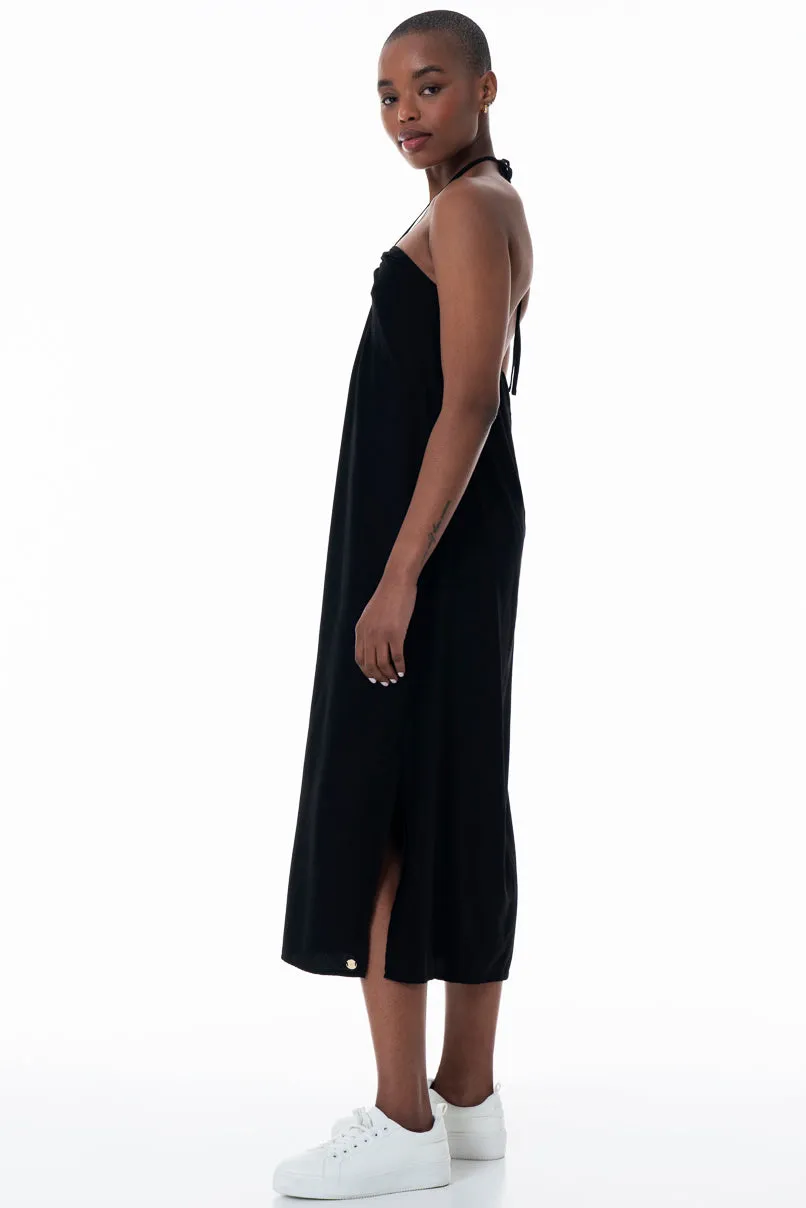 Halter Neck Slip Dress _ 152171 _ Black