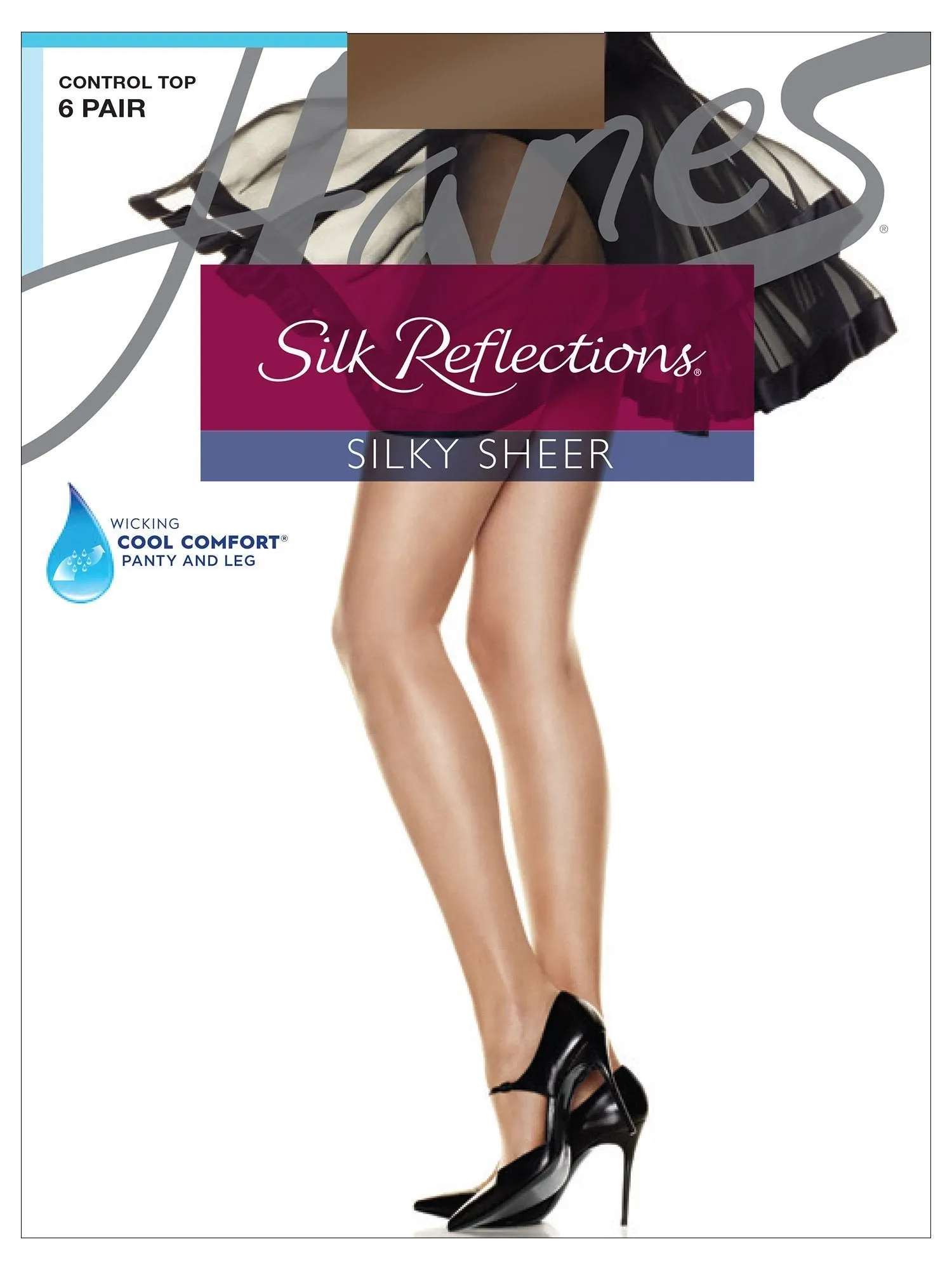 Hanes® Silk Reflections Control Top-Sheer Toe Hosiery (6-Pack)