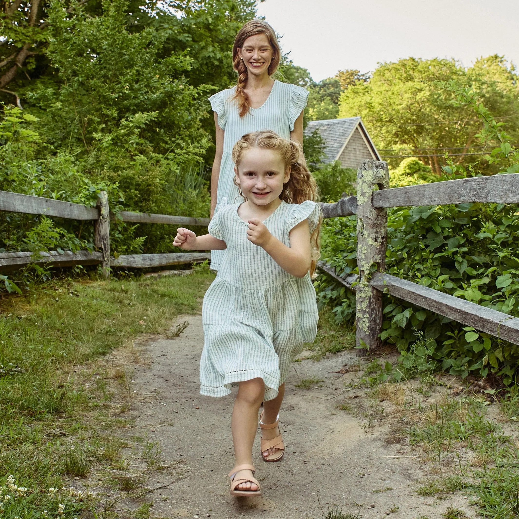 Infant & Toddler Girls Teal Stripe Gauze Dress