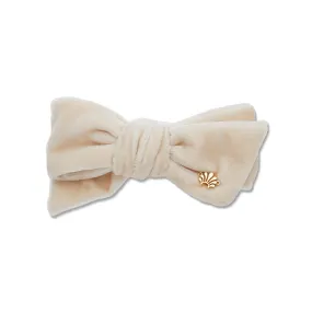 IVORY VELVET RIBBON BOW-TIE BARRETTE