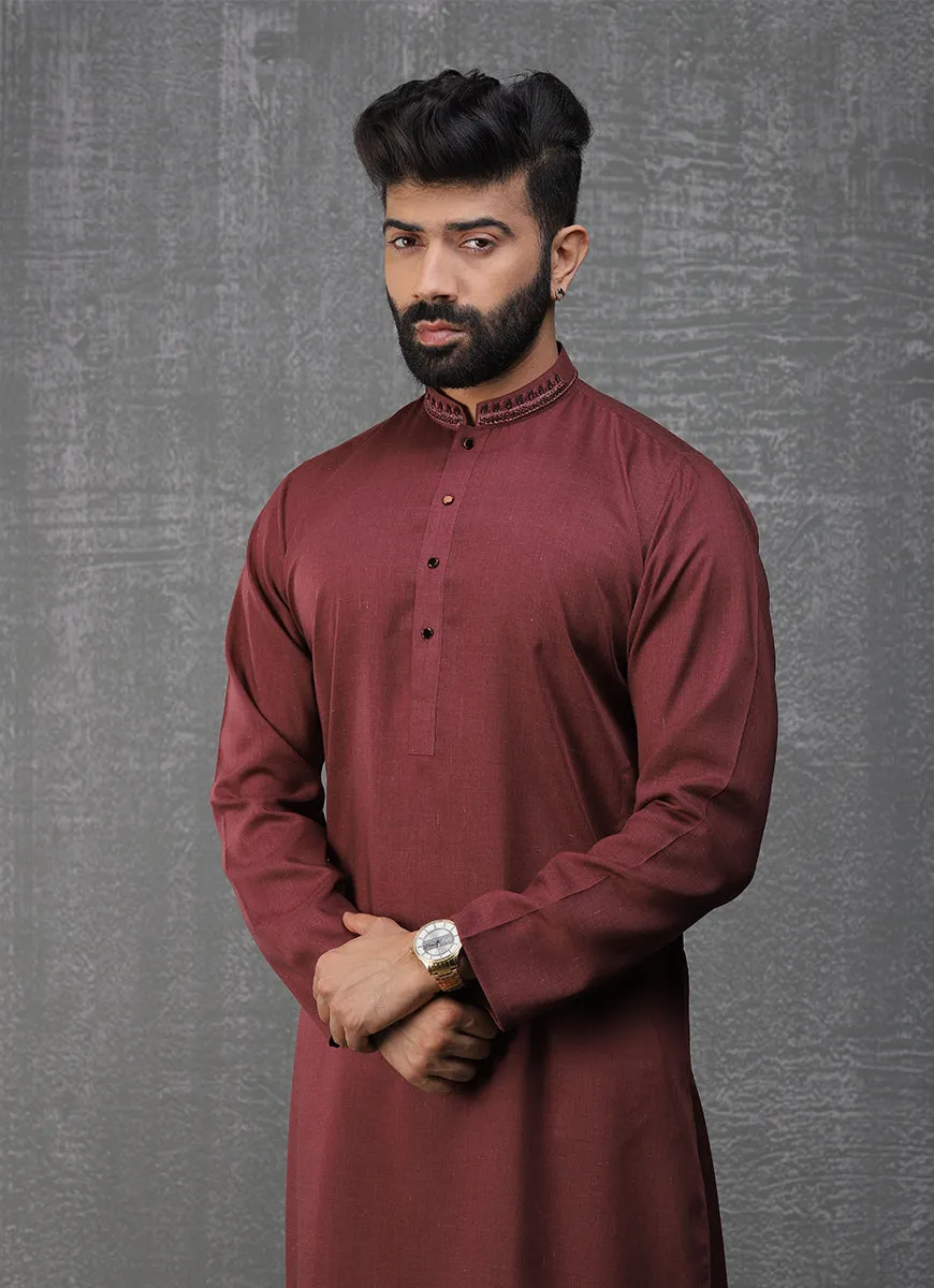 Kurta - Yarn Dyed Red Plain