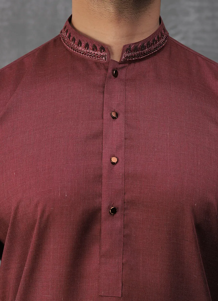 Kurta - Yarn Dyed Red Plain