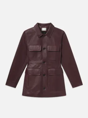 Leather Safari Jacket -- Wine