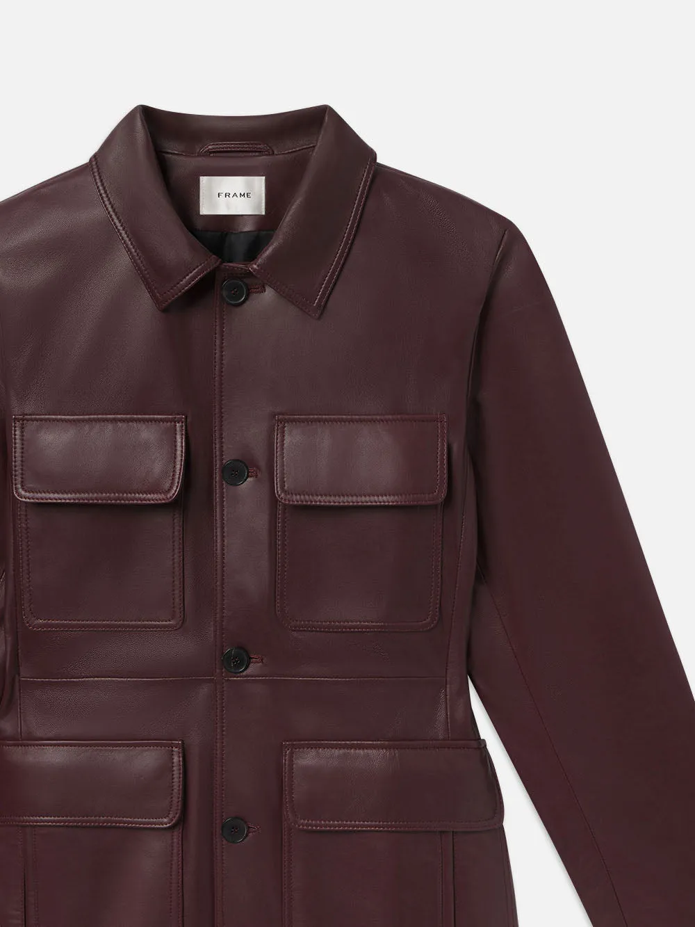 Leather Safari Jacket -- Wine