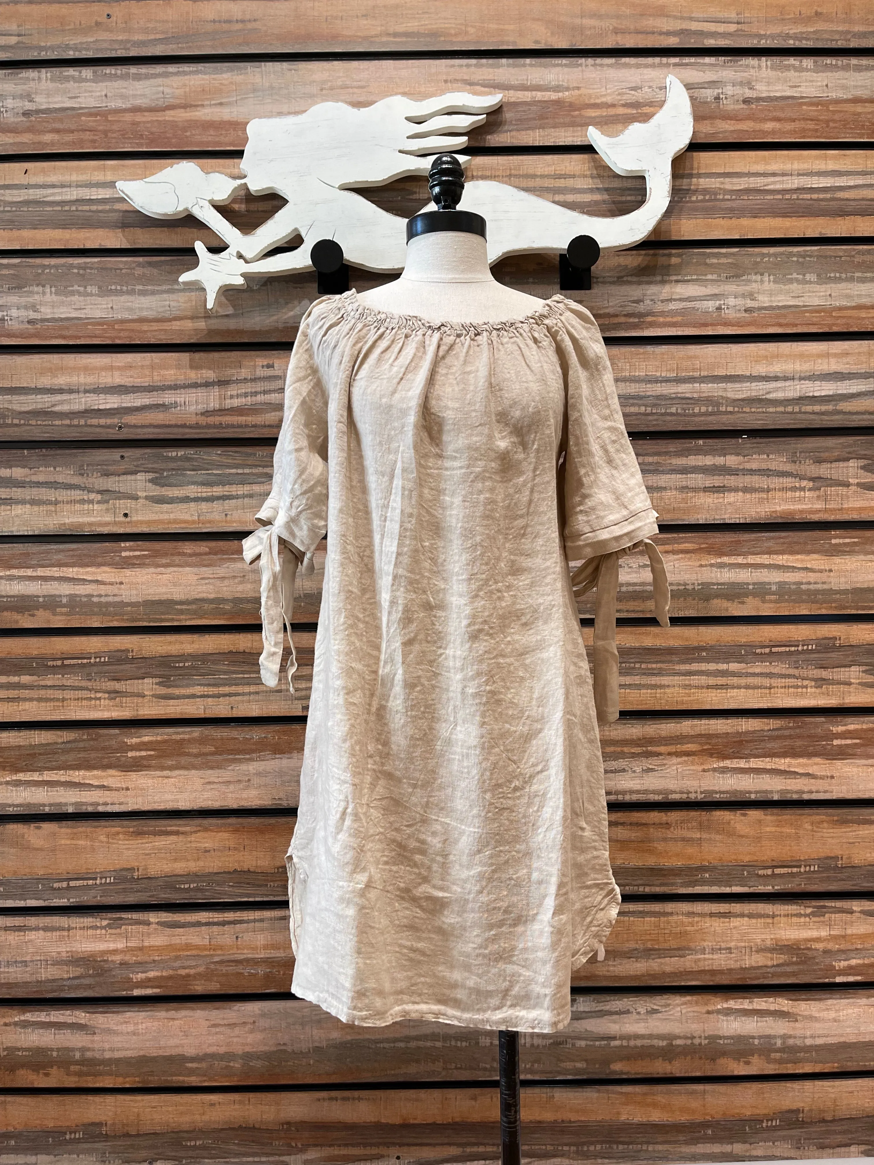 Linen Scoop Neck Dress