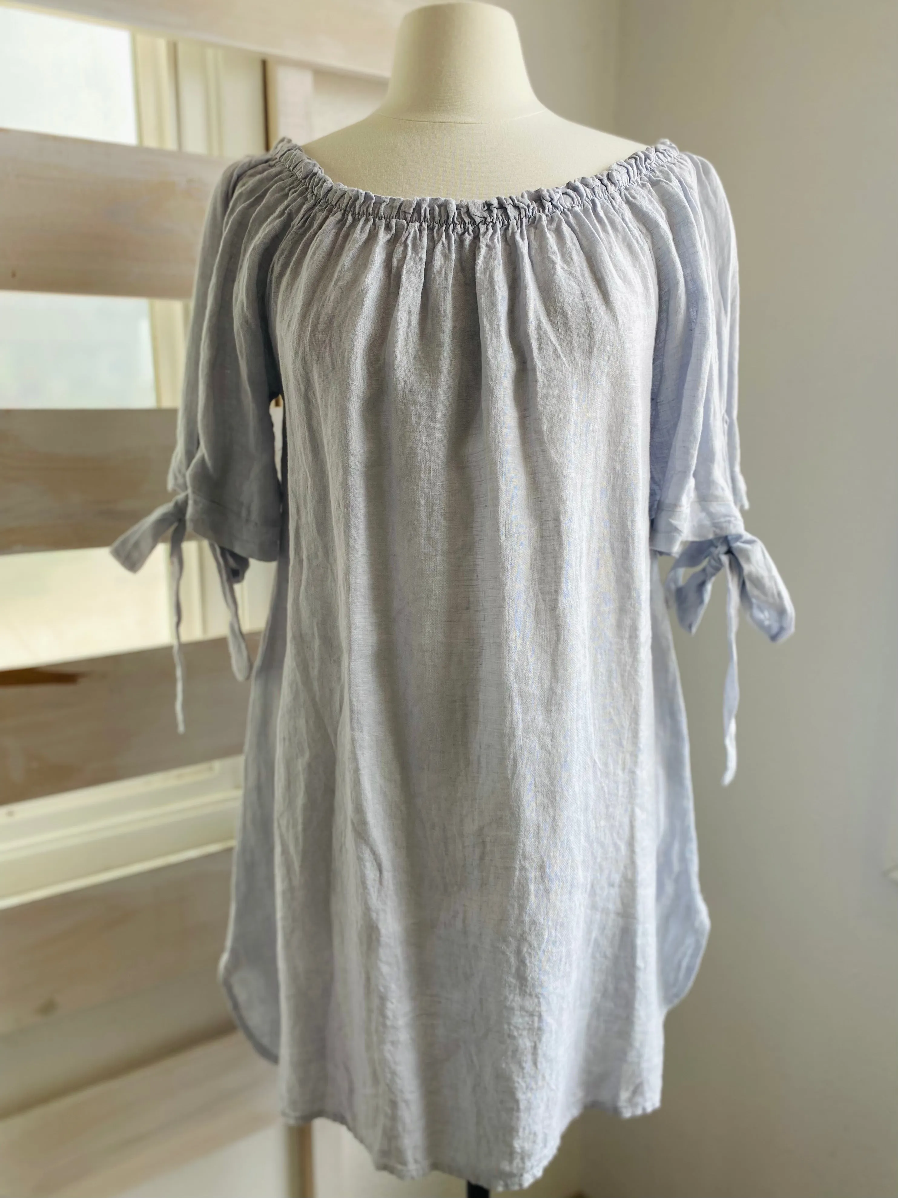 Linen Scoop Neck Dress