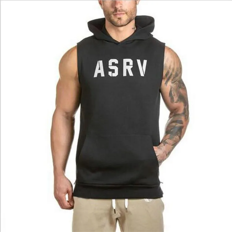 Mens ASRV Special Forces Muscle Hooded Vest Singlets Tank Tops Stringer Bodybuilding Fitness Clothes Sleeveless Shirts