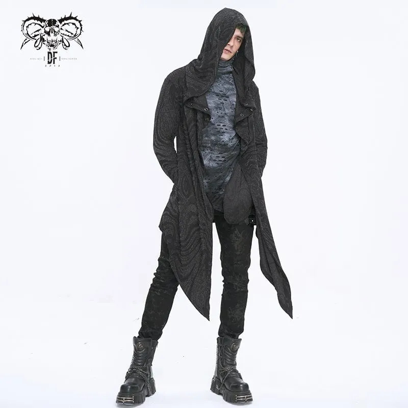 Men's Gothic Irregular Multi-chain Coat with Hood Black