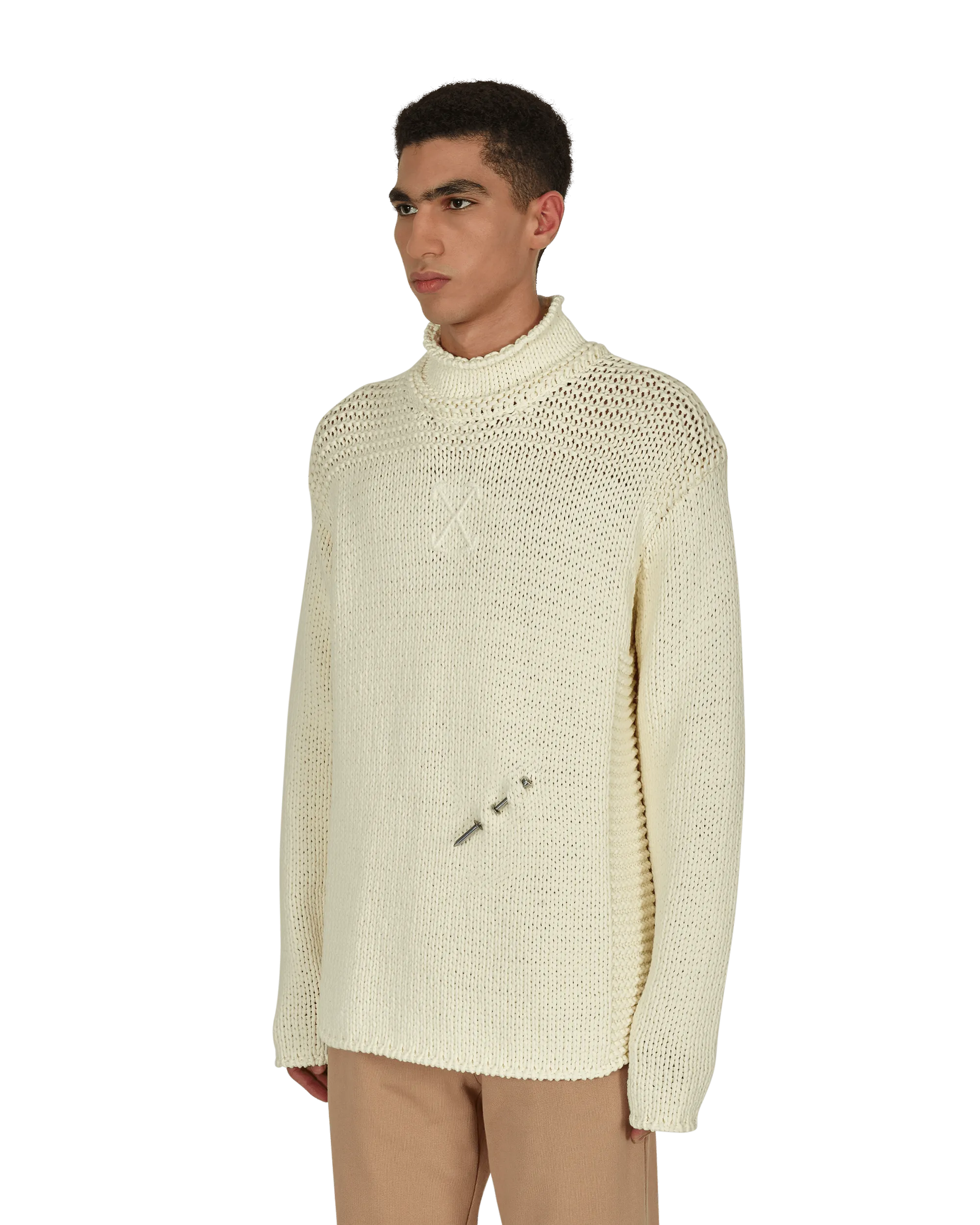 Meteornail Knit Zip Mockneck Sweater White