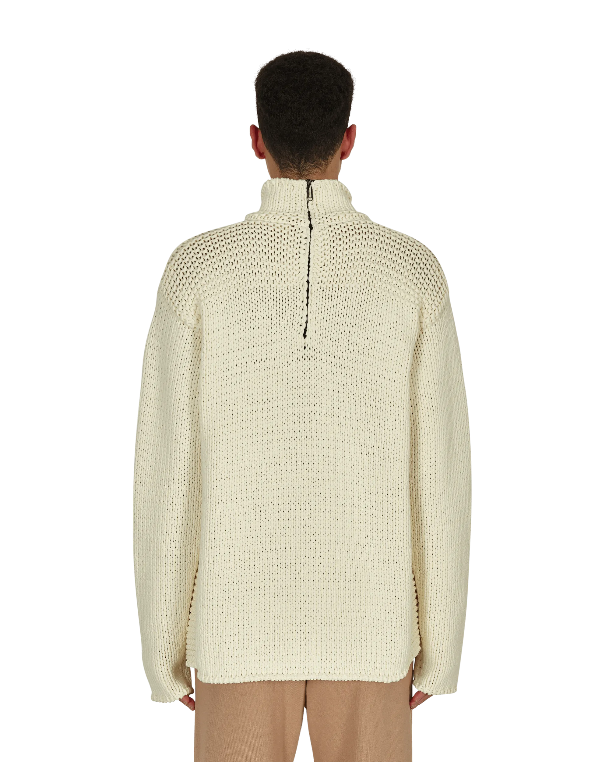 Meteornail Knit Zip Mockneck Sweater White