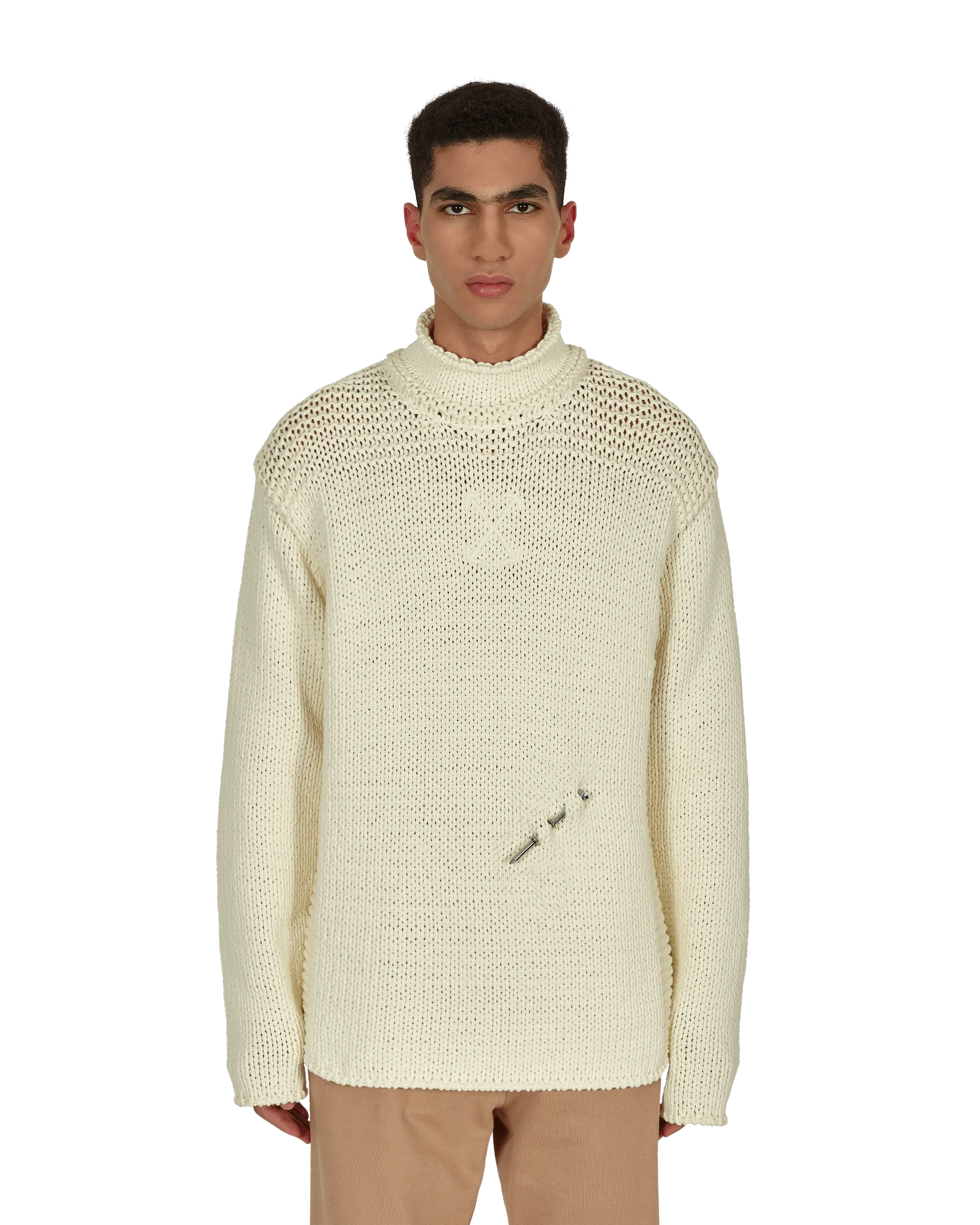 Meteornail Knit Zip Mockneck Sweater White