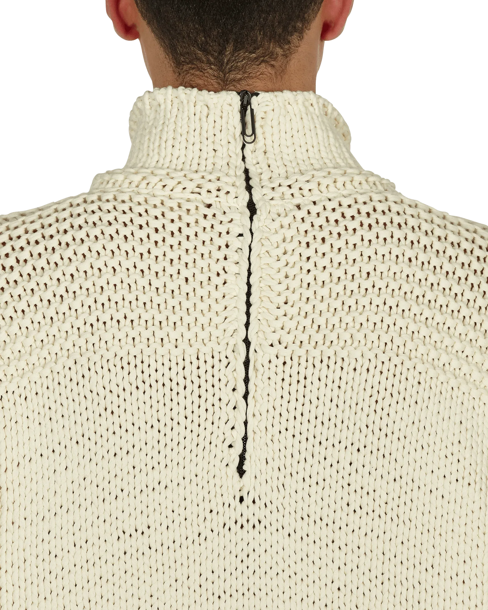 Meteornail Knit Zip Mockneck Sweater White