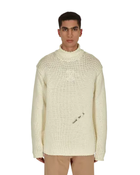 Meteornail Knit Zip Mockneck Sweater White