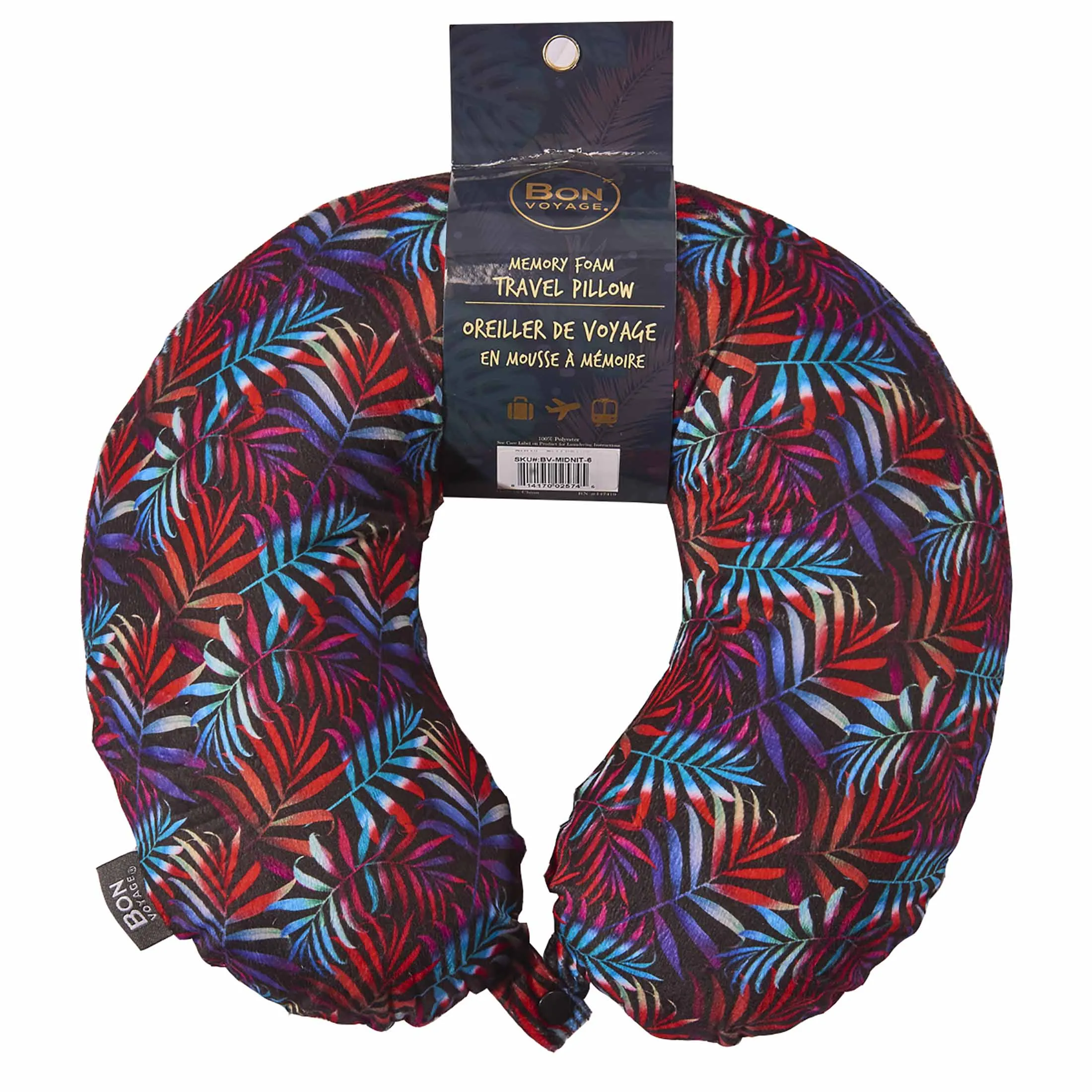 Midnight Jungle Memory Foam Travel Neck Pillow - red