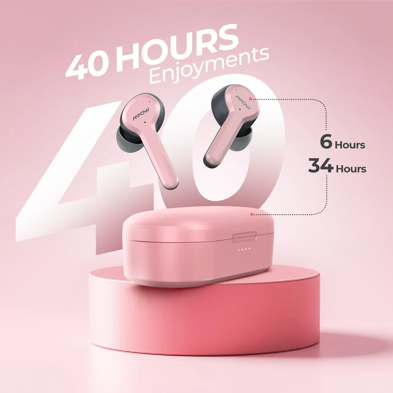 Mpow M9 Wireless Earbuds Pink