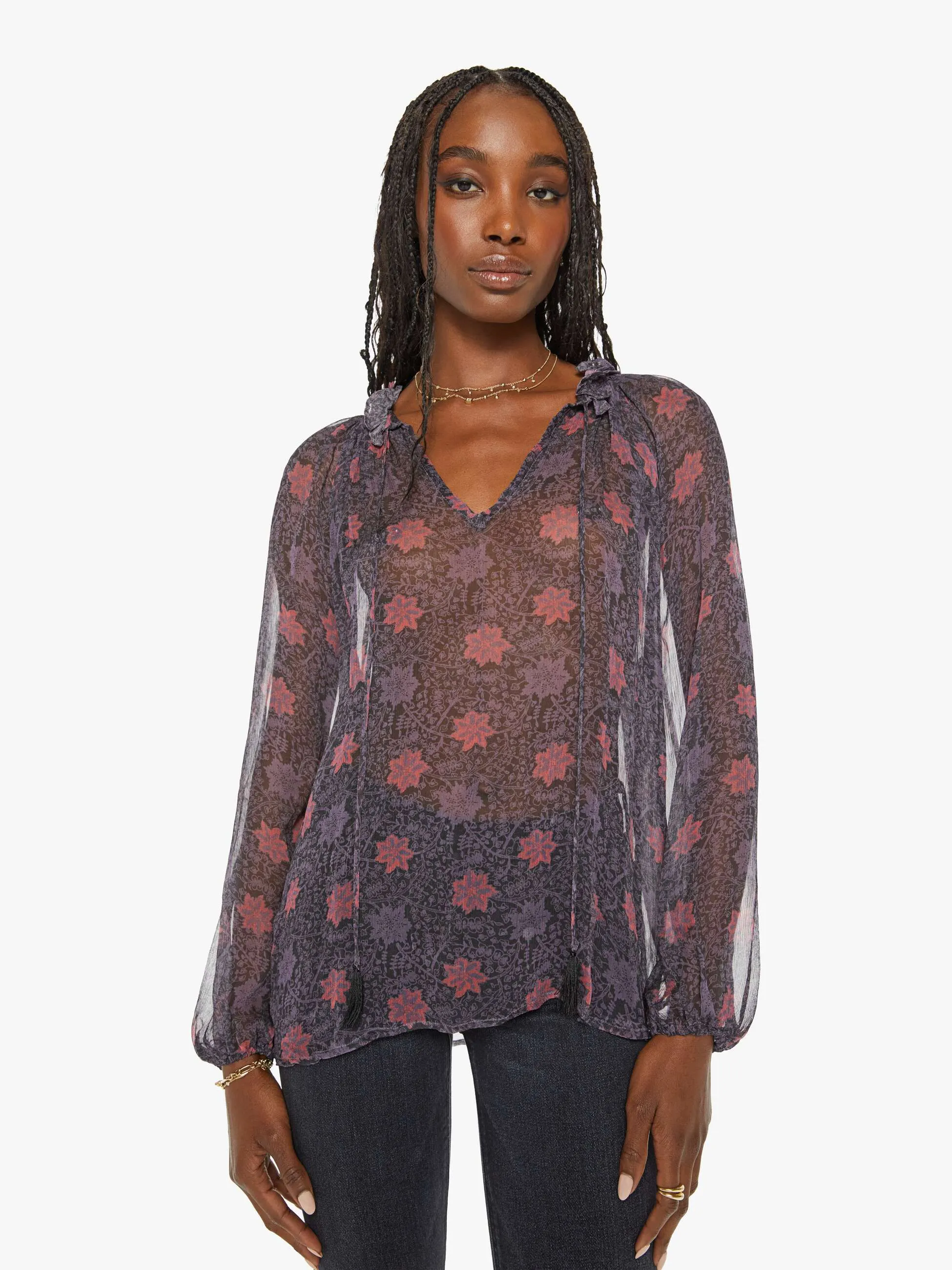 Natalie Martin Penny Blouse - Snowflake Print Aubergine