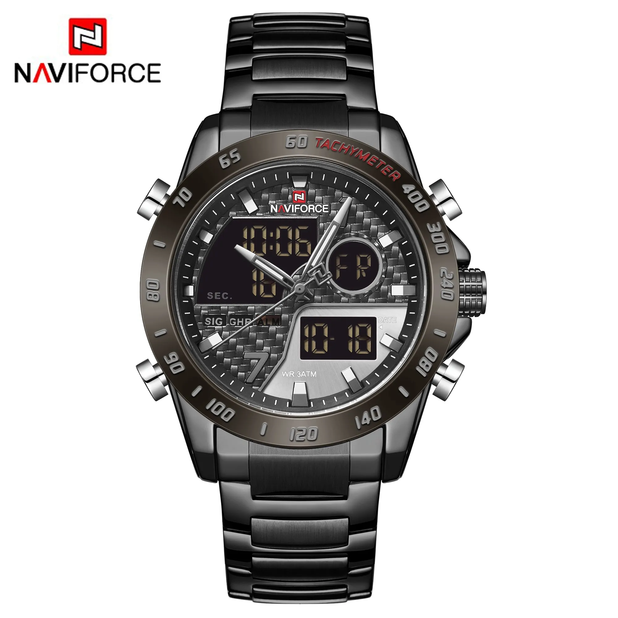 NAVIFORCE Men Digital Watch LED Sport Military Luminous Hands Waterproof Quartz Wristwatch NF9171