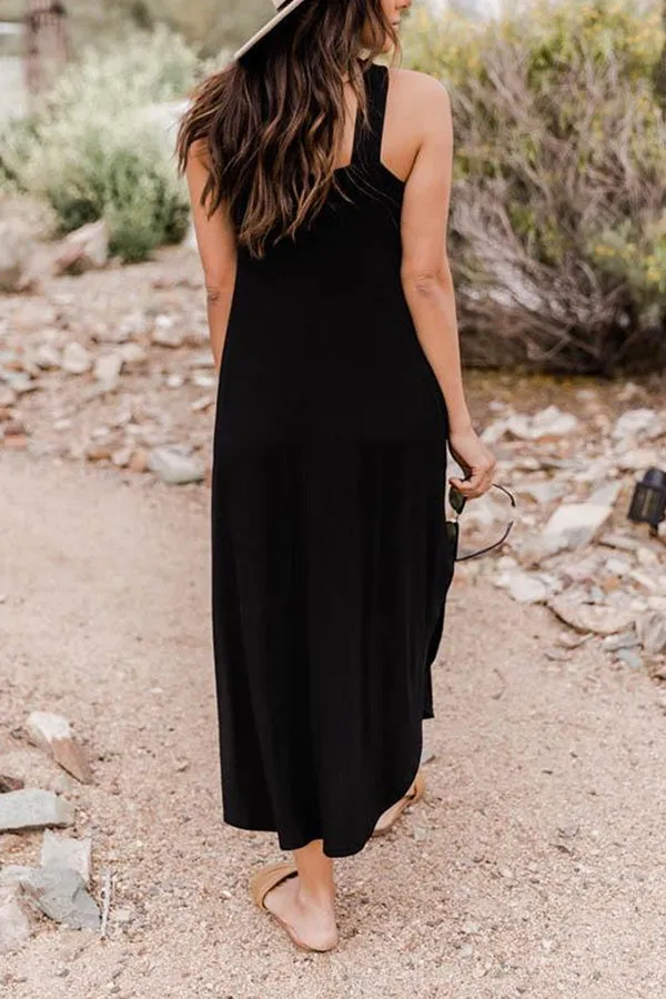 Off-Shoulder Casual Comfort Halter Neck Long Pocket Dress