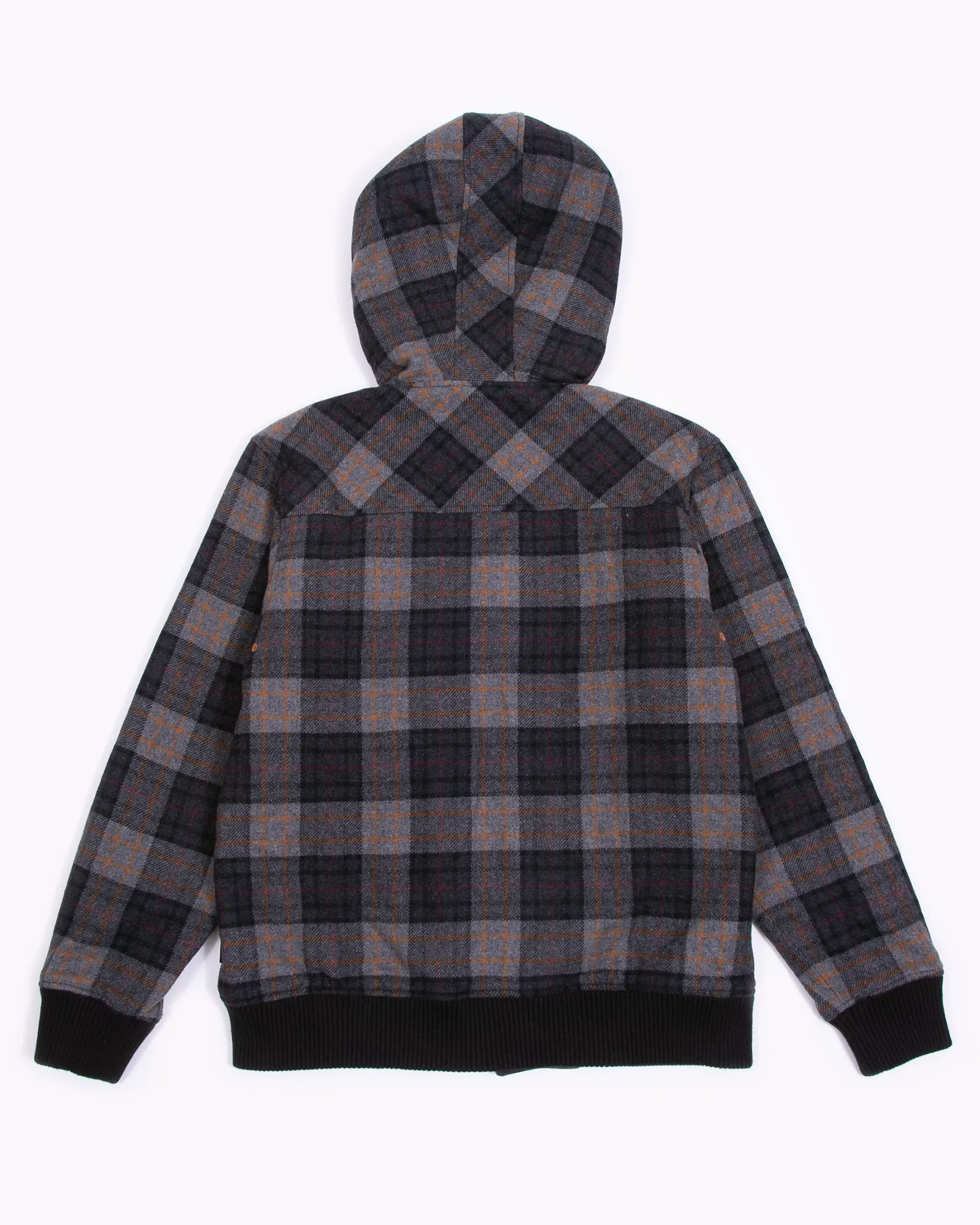 Plaid Wool Hooded Jacket - Charcoal Plaid