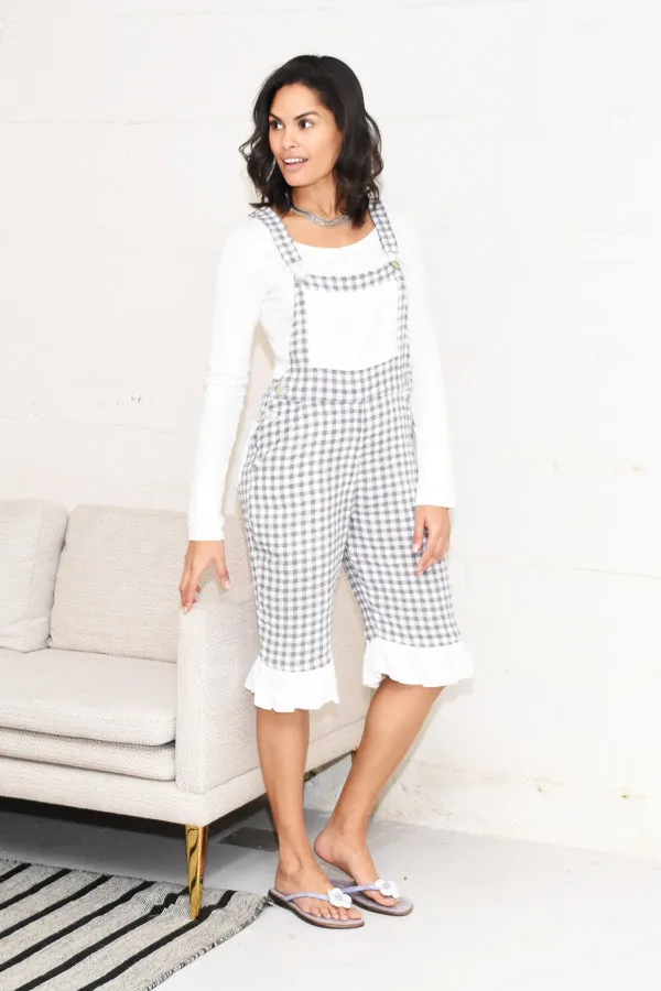 ruffled linen shortalls