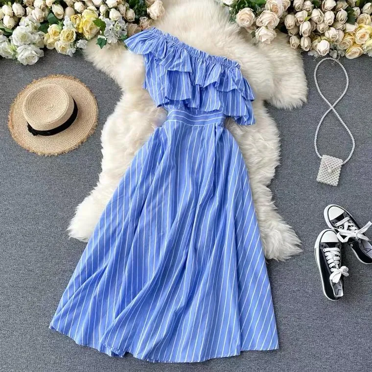 Ruffled One Shoulder Dress